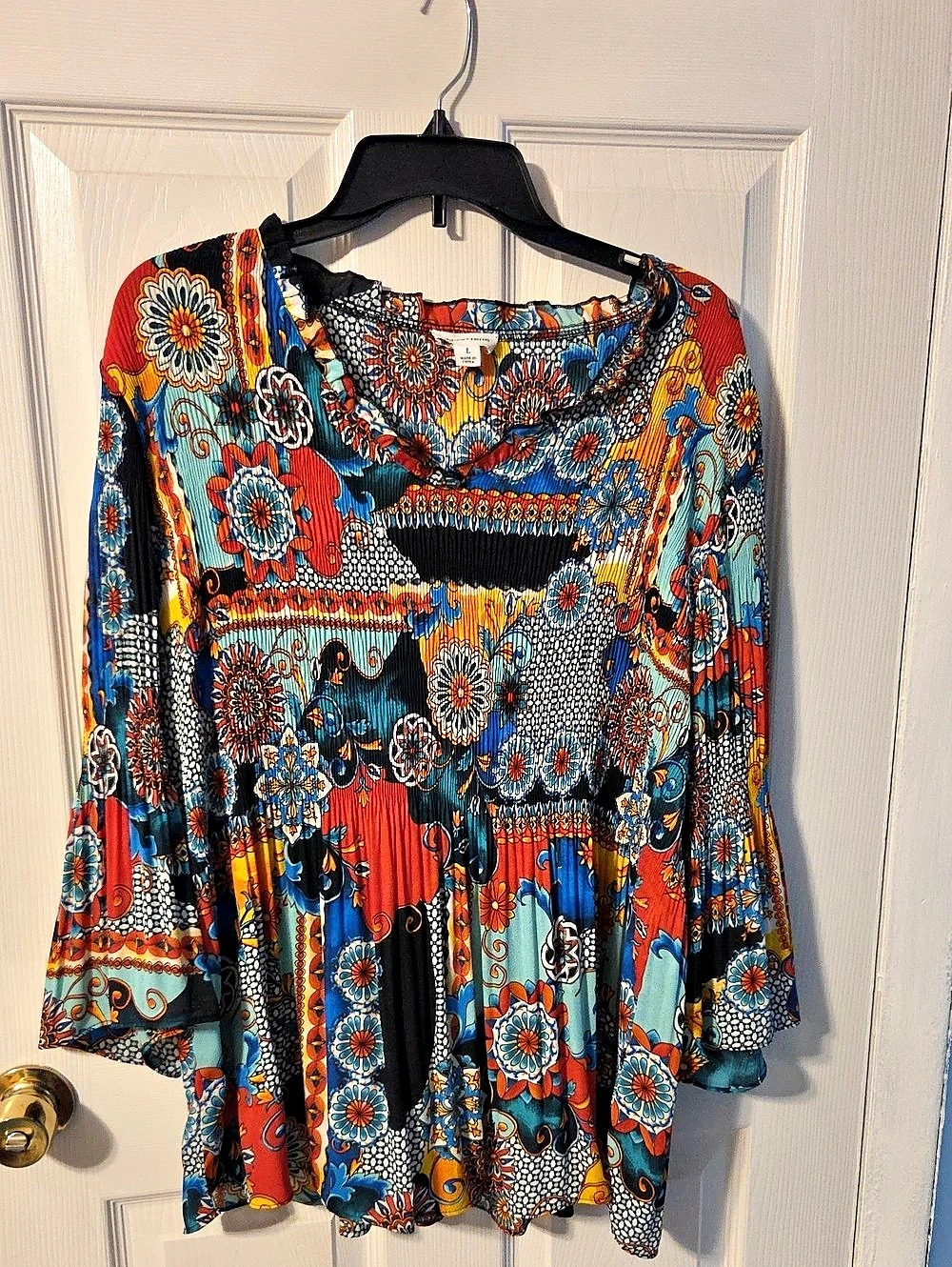 Chloe + Rene Floral Pleated Tunic in Multicolor Large Like New